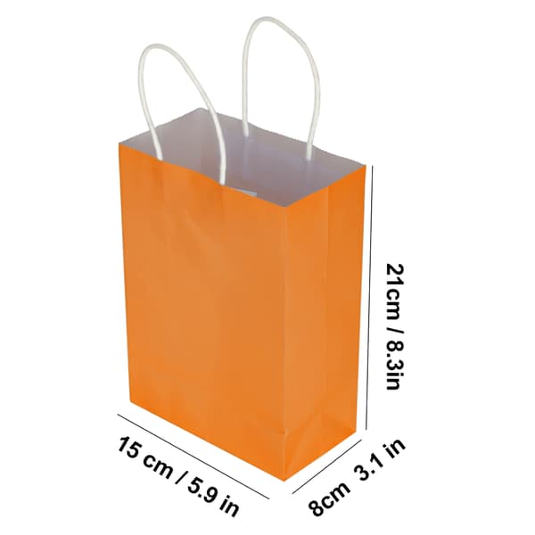 10 stk. bærbar gavepose i kraftpapir, tilbehør til shopping, bursdagsfester 15 x 8 x 21 cm Oransje-FX-