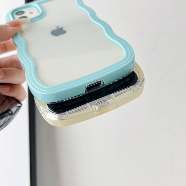 Sött vågigt mönster stötsäkert mjukt kompatibelt iPhone skyddsfodral (rosa, iPhone 11)-FX-