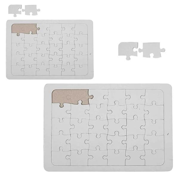 2 hvide puslespil til at dekorere - 21 x 30 og 15 x 21 cm{YDE}-FX-