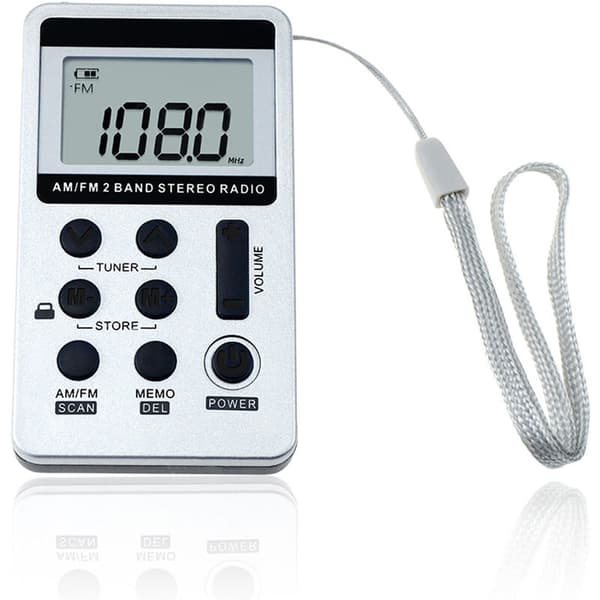 Mini bærbar sølvgrå digital radio med lithium-batteri og USB-opladning, -FX-
