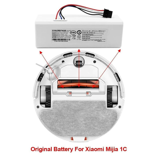 Ersättningsbatteri 14.4V Litiumjon för Xiaomi Mijia 1C Robotdammsugare Modell STYTJ01ZHM 2600mAh