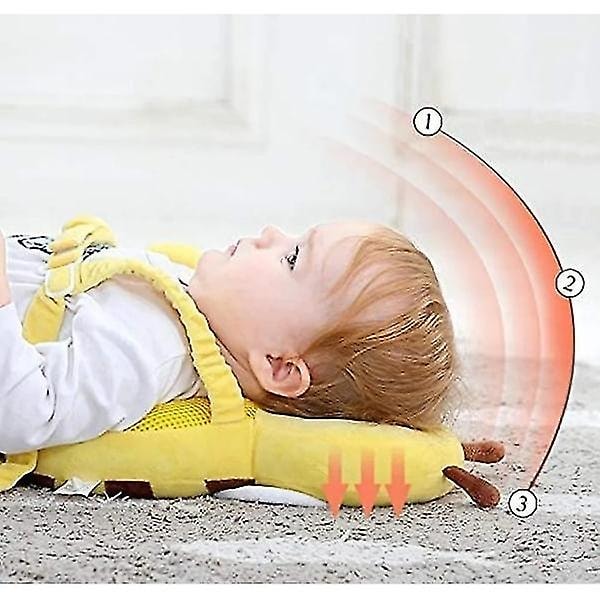 Ryggsekk med hodebeskyttelse for baby, ryggbeskyttelsespute, barnekudde, toddlerryggsekk, brunt bie, 30x20 cm