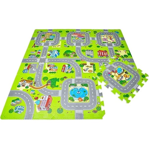 Skumgulvfliser for rally og lek, sammenkoblede skummatter, mykt alternativ til racerbanematte, sett med 9 store biter på 30 x 30 cm, perfekt