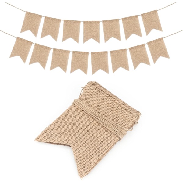 Jute vimpelbanner med 4,5 m hyssing for rustikk innredning-FX-