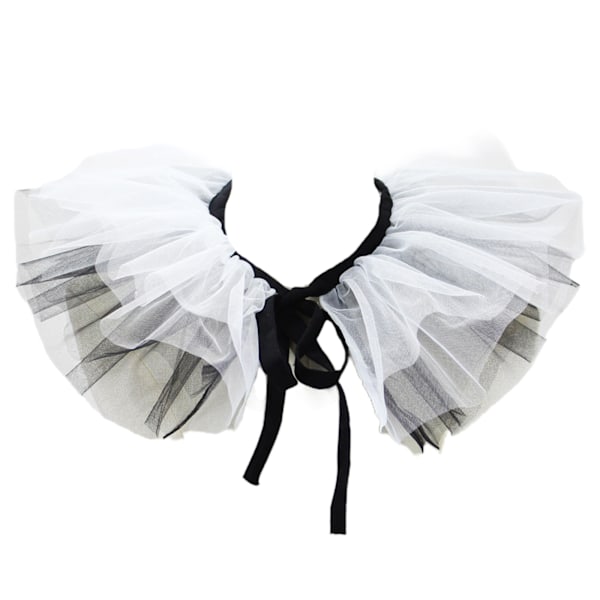 Dame Renaissance Tyl Flæse Falsk Krave Lagdelt Sort Hvid Mesh Klovn Choker Snøre Viktoriansk Halskrave Sjal Cosplay Rekvisitter【HY】