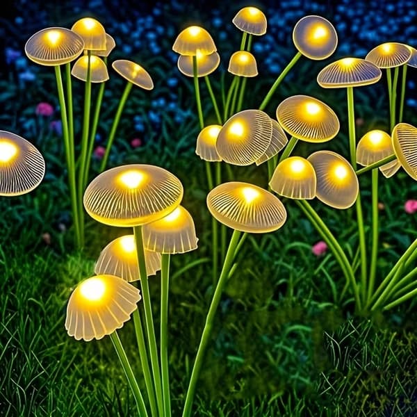 Solcellsdriven svampmanet trädgårdslampa, IP65 vattentät, plast, 8 LED Warm 8 LEDS
