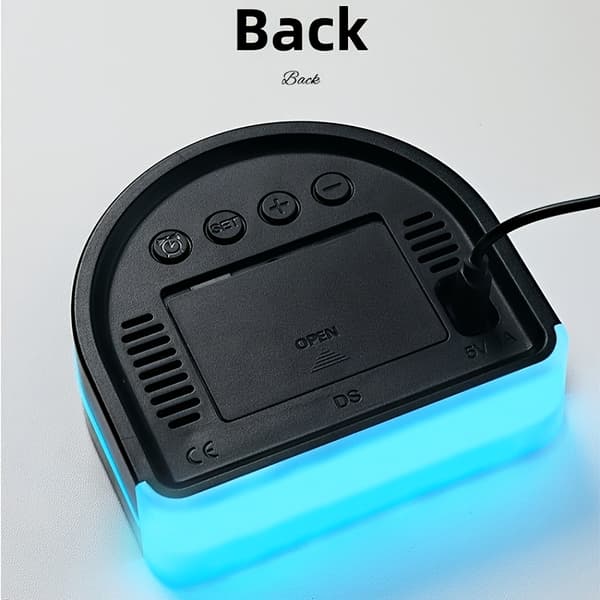 LED Digitalur med Temperatur og Dobbelt Alarm Lydløs Ikke-tikkende Black Shell Blu