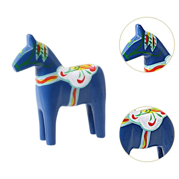 Svensk Dalahäst i trä, Svensk Dalahäststaty, Juldekorationspresent Samlarobjekt Heminredning Dalahästfigur-FX- blue