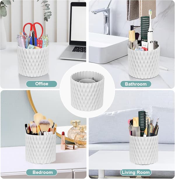 Roterende Makeup Organizer med Børsteholder - Stor Kapacitet Vanity Opbevaringsboks-FX-
