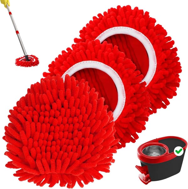 3-pak moppehoveder erstatning kompatibel med O-Cedar Easy Wring 1-tank system genanvendelig spinmoppe udskifteligt hoved vaskbare chenille-påfyldninger-FX-
