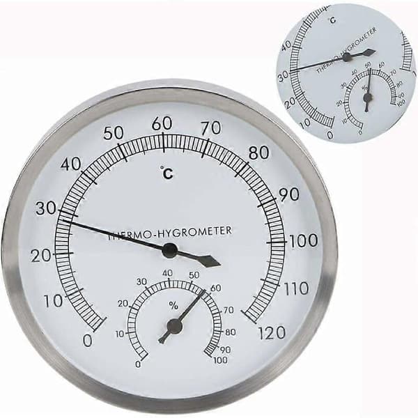 Sauna termometer, 2-i-1 sauna i rustfrit stål Saunatilbehør Termometer Hygrometer Termo-hygro-FX-
