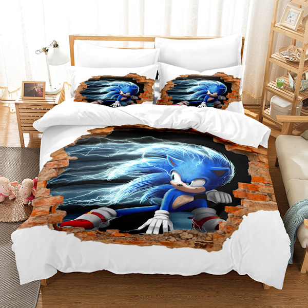Sonic tecknad anime sängkläder täckeset tredelat 135*200