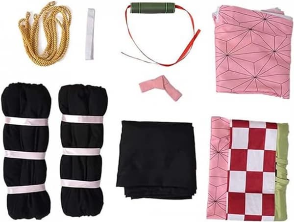 Nezuko Cosplay Kostume Anime Cosplay Sæt Halloween Kjole til Voksne og Børn (140CM)-FX-