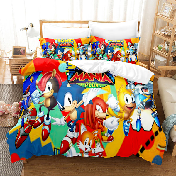 Sonic tegneserie anime sengetøj dynebetræk sæt tre dele 135*200