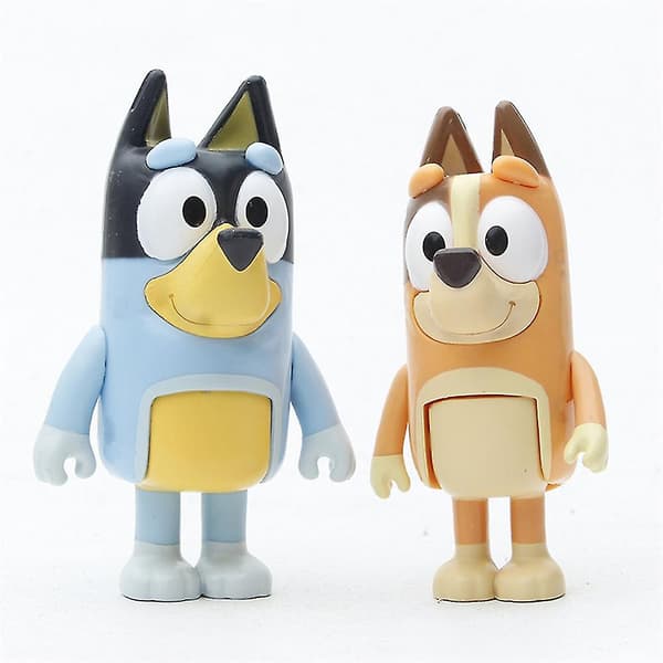Bluey och Vänner 8-pack Poserbara Actionfigurer Leksaksset för Barn