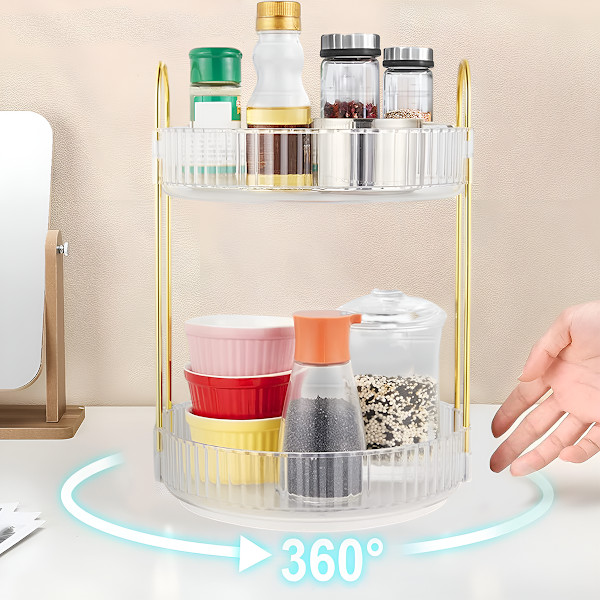 360° roterende makeup-organisator, badeværelsesmakeup roterende holder stativ, stor kapacitet kosmetik opbevaring forfængelighed hylde bordplade