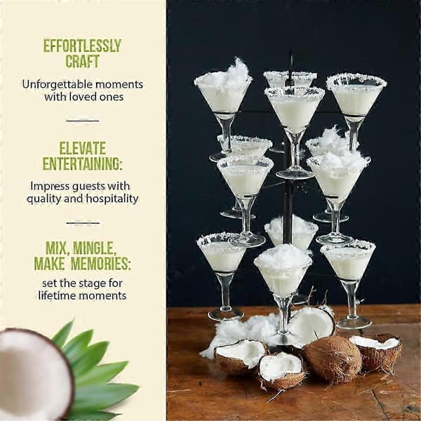 Cocktail Tree-stativ, 3-lags kapasitet med 12 kopper, egnet for champagneglass-FX-