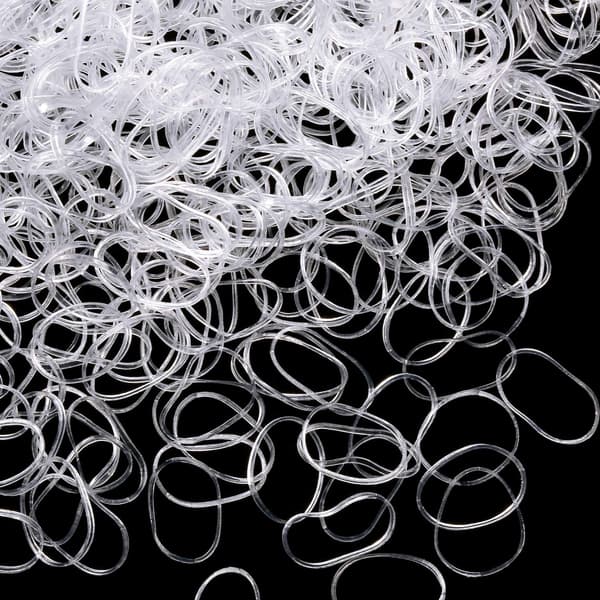 Paket med 1000 små gummiband, mjuka elastiska band för barns hår, flätor, bröllopsfrisyrer och mer (genomskinliga)-FX-