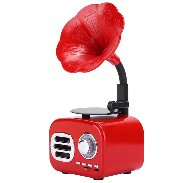 Mini Retro Bluetooth Smart Højttaler Bærbar Højttaler Musikafspiller til Skrivebord Bærbar Rød-FX-