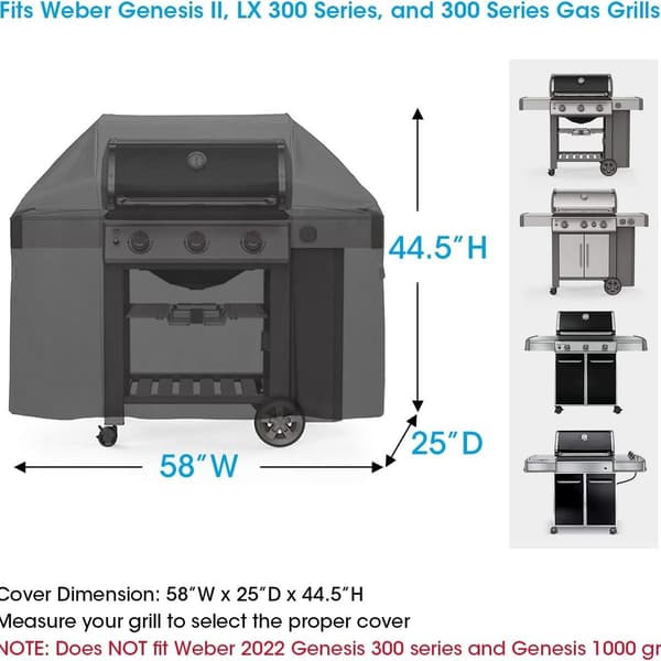 52 tommer grillovertræk til Weber Spirit 200 og 300-serien-FX-