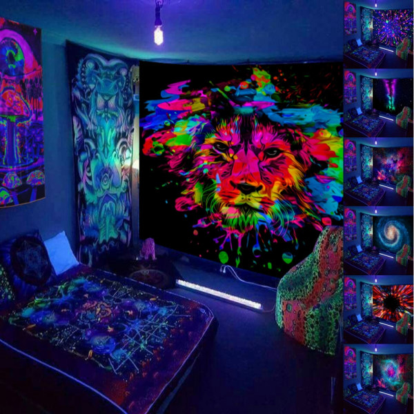 Fluorescerande gobeläng lejon stjärnhimmel rum dekoration #02 230*180cm/fluorescence