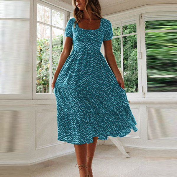Sommar lång klänning för kvinnor Beach Holiday Floral Maxi lång klänning  Blue S 6e3a | Blue | Polyester | Fyndiq