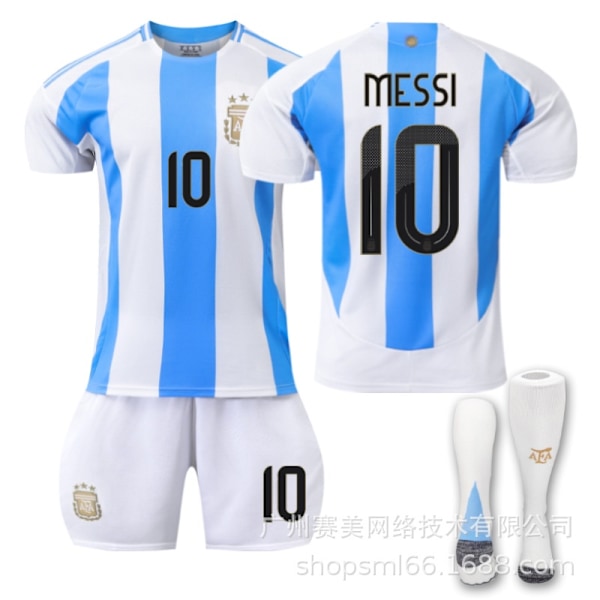 Messi 10 Argentina Copa America home football jersey latest adult children's football jersey for the new season Kids 22(120-130cm)