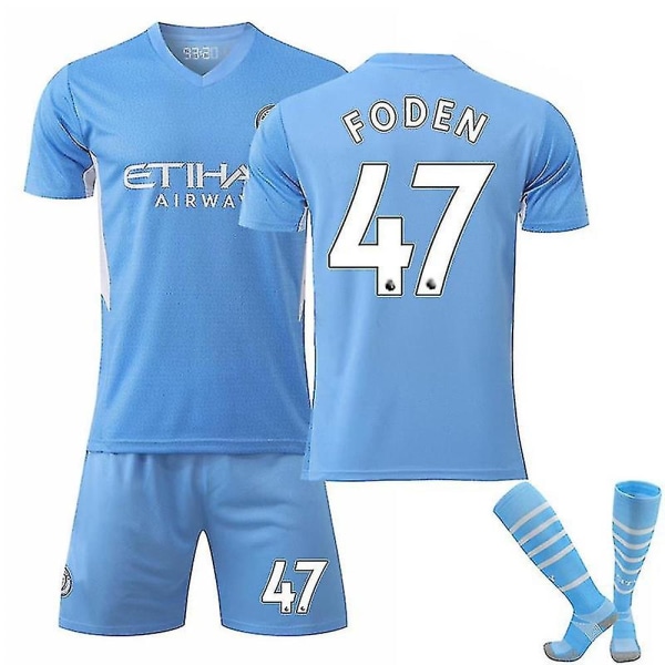 Ny sæson Manchester City Home De Bruyne Fodboldtrøje Voksne Børn Komfort FODEN NO.47 24 (130-140)
