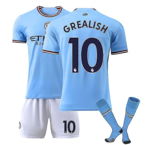 Haaland 9 Hjemmebanetrøje 2022-2023 Ny sæson Manchester City Fc Fodbold T-shirts sæt W 22 23 Sterling 7 Børn 28(150-160CM) Nye fodboldtrøjer 22 23 Grealish 10 adults M(170-175CM)