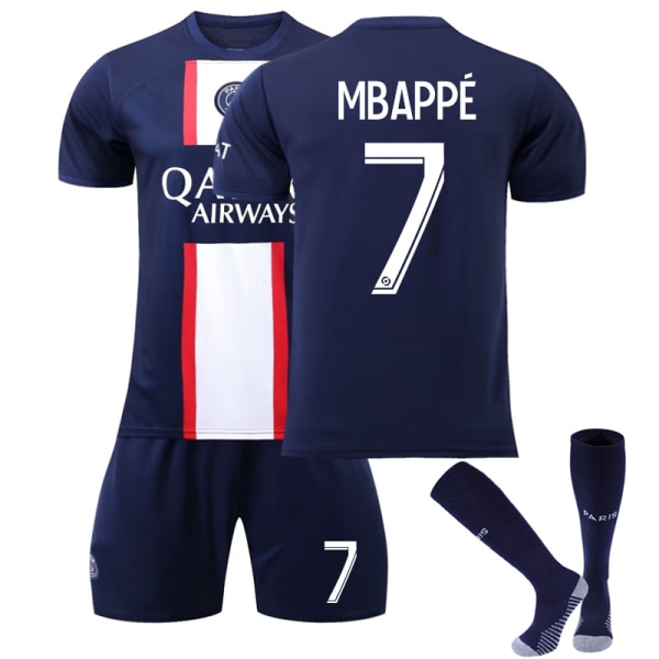 Paris 22/23 Fotbollssatser Barn Hemträning T-shirt Shorts Kostym Adult Kids MBAPPE 7 Kids 26(140-150CM)