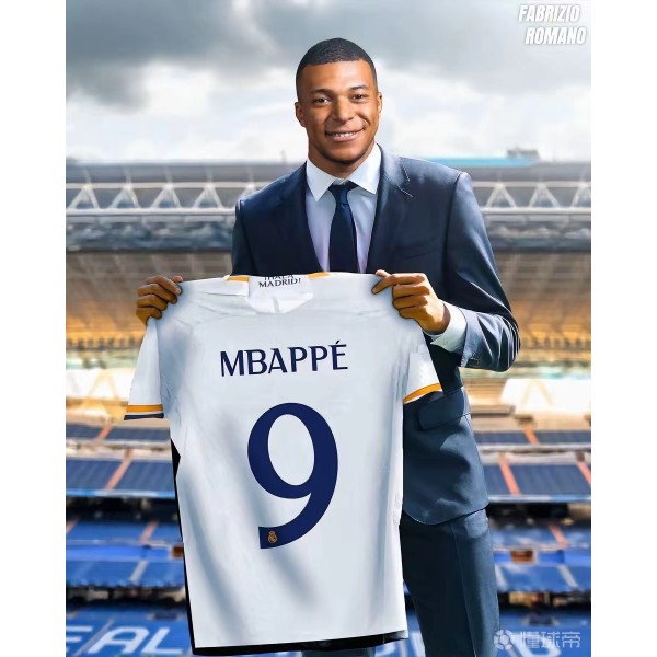 24-25 Real Madrid Mbappe 9 Hjemme Fotballdrakter Nye sesongens nyeste Voksen- og barnedrakter Fotball 10 Adult XXXL（190-195cm）