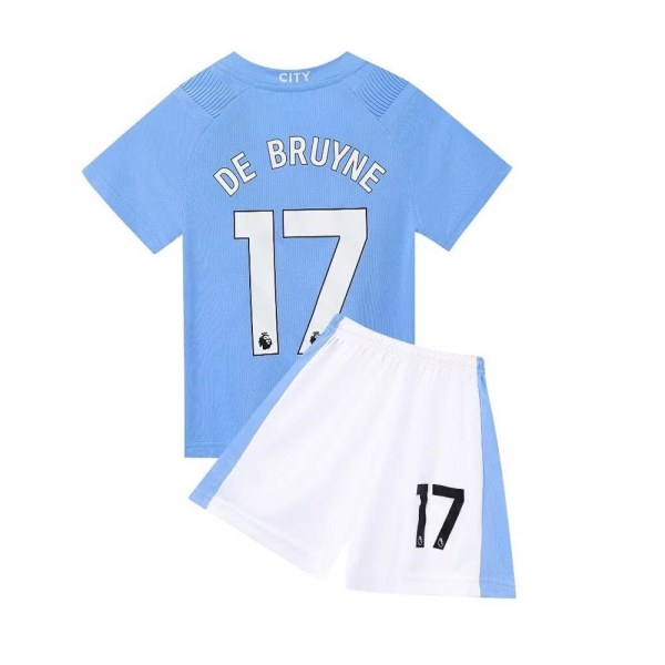 Manchester Citys hem De Bruyne 17 Fotbollströja Nya säsongens senaste set Strumpor Fotboll 2 Kids 18(100-110cm)