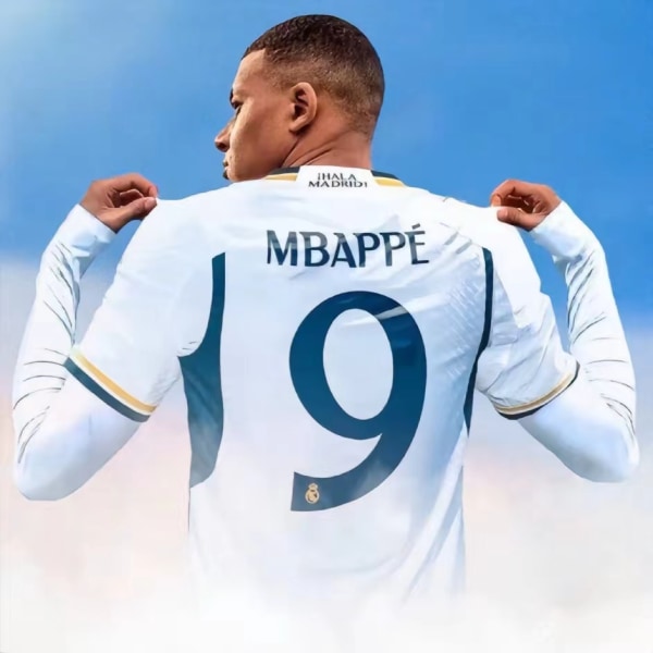 24-25 Real Madrid Mbappe 9 hjemmefodbolddragter Ny sæsons seneste fodboldsæt for voksne og børn Fodbold 4 Adult XS（155-165cm）