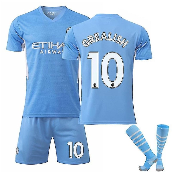 Ny sæson Manchester City Home De Bruyne Fodboldtrøje Voksne Børn Komfort GREALISH NO.10 XL