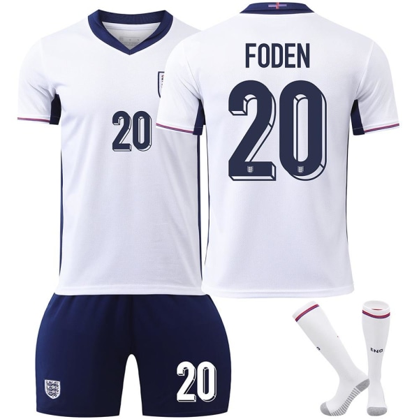 England UEFA Europa League hjemmefodboldtrøje nummer 20 Foden seneste fodboldtrøje til voksne børn til den nye sæson 9 Kids 22(120-130cm)