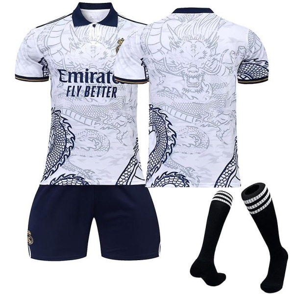 Sæson 22-23 Real Madrid Dragon Pattern Fodboldtrøje Voksne Børn Fodboldtrøjer Unnumbered 2XL