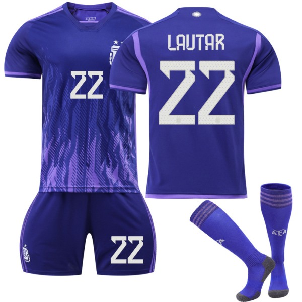 Qatar VM 2022 Argentina Lautaro #22 Weasel-trøye Fotball-T-skjorter for menn Trikotsett Barn Ungdom Kids 22(120-130cm)