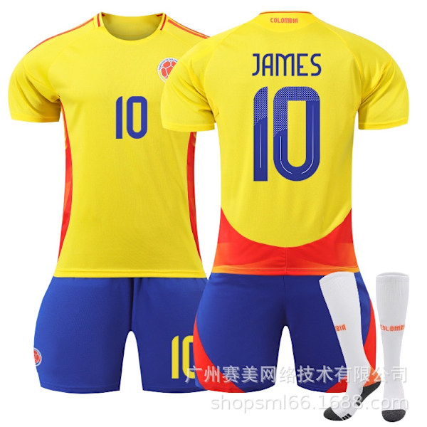 James 10 Colombia Copa America hemmatröja senaste vuxna barn fotbollströja för den nya säsongen 2 Adult M（170-175cm）