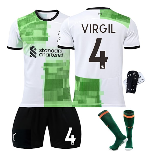 23-24 iverpool udebane grøn trøje nr. 11 Salah skjorte outfit Voksen Børn nye fodboldsæt NO.4 VIRGIL L