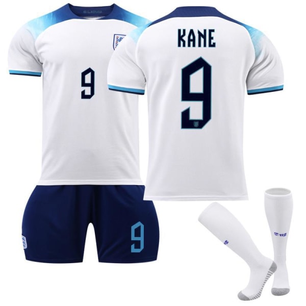Qatar 2022 World Cup England Home Kane #9 Jersey T-shirts til mænds fodbold Jerseysæt Børn Unge Adult XXL（190-200cm）
