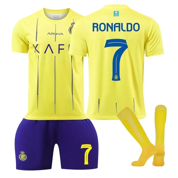 Ronaldo 23-24 Al-Nassr FC tröja nr 7 hemma fotbollströja set vuxna barn Adult L（175-180cm）