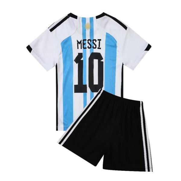 Argentiina Messi 10 Koti Jalkapallo Jersey Uusi kausi Uusin Set pelipaitasetti Sukat Jalkapallo Kids 24(130-140cm)