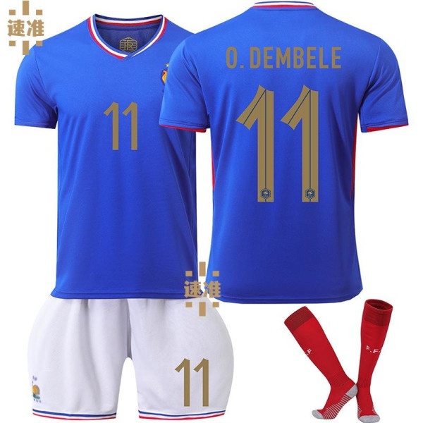 Frankrig UEFA Europa League hjemmefodboldtrøje nummer 11 O.Dembele seneste fodboldtrøje til voksne og børn til den nye sæson 4 Kids 28(150-155cm)