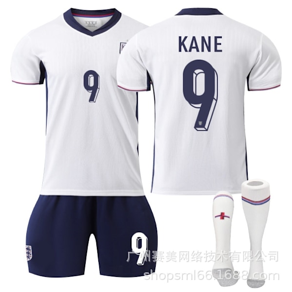 Kane 9 England EM-hemmafotbollströja nummer senaste vuxen barn fotbollströja för den nya säsongen 2 Kids 28(150-155cm)