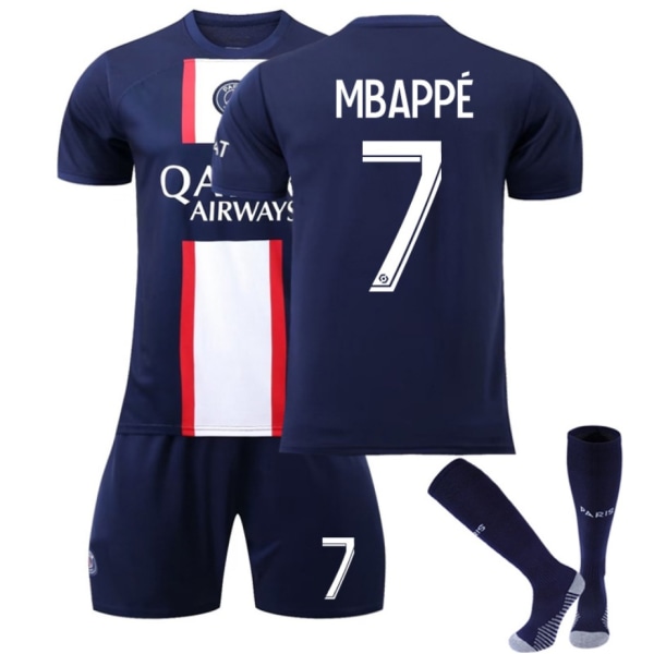 Fotballsett Fotballskjorte Treningsskjorte Mbappe Blue kids 18(100-110cm)