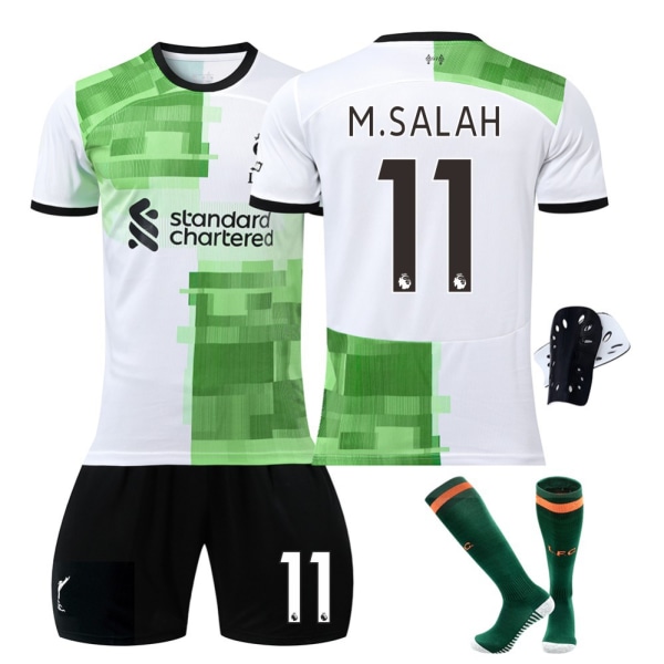 23-24 Liverpool vieras vihreä pelipaita nro 11 alah paita asu Adult Kids uusimmat jalkapallopaidat NO.11 M.SALAH S