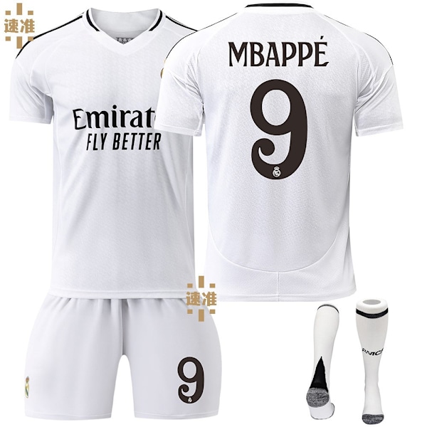 Mbappe 9 Real Madrid 24-25 hjemmefotballdrakt nyeste voksen barnas fotballdrakt for den nye sesongen 4 Adult XL（180-185cm）