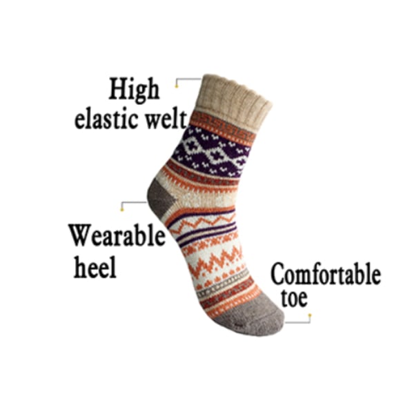5 par strikkede sokker i flotte farver og mønstre