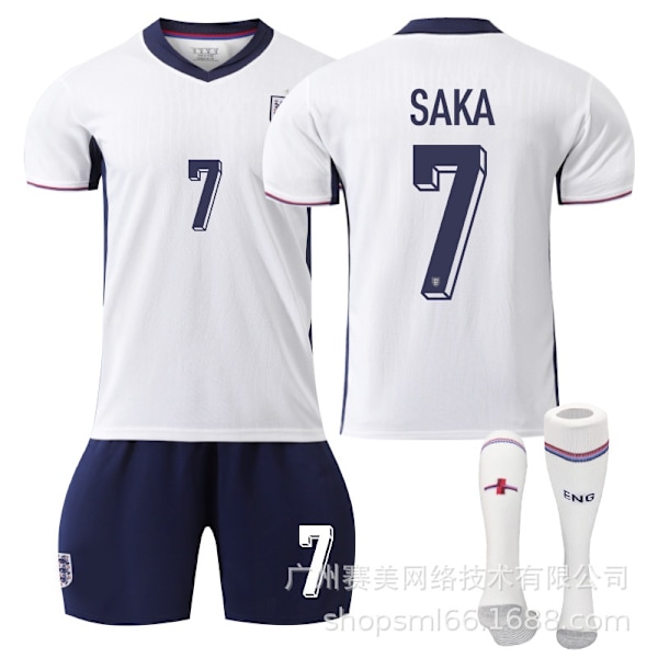 Saka 7 England EM-hemmafotbollströja nummer senaste vuxna barn fotbollströja för den nya säsongen 3 Kids 26(140-150cm)