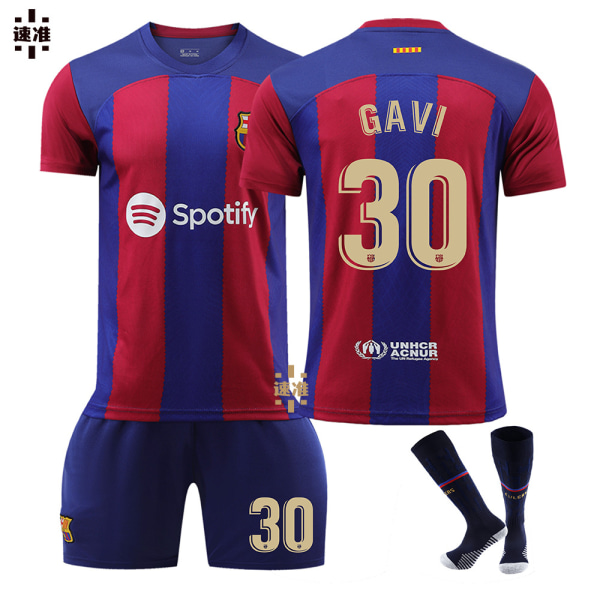 23-24 Gavi 30 New Barcelona New Season Jersey Senaste Vuxna Barn Fotbollströja Kids 24(130-140cm)